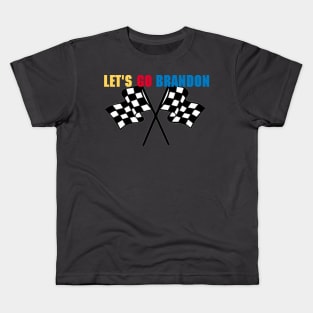 Lets Go Brandon Checkered Flags Kids T-Shirt